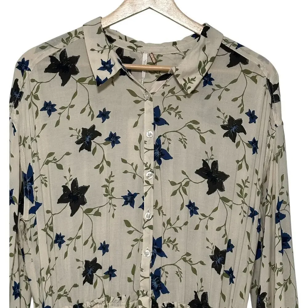 NWT Free People Lighten Up Floral Long Sleeve Mini Dress (M)
